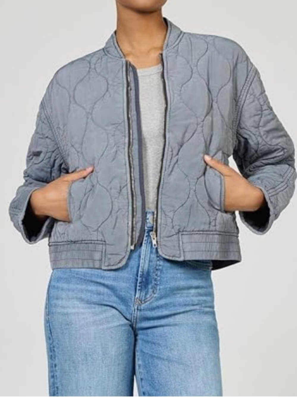 Dear John Quilted Grey Bomber Jacket🌻